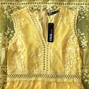 Yellow Lace Long Summer Dress NEW WITH TAGS